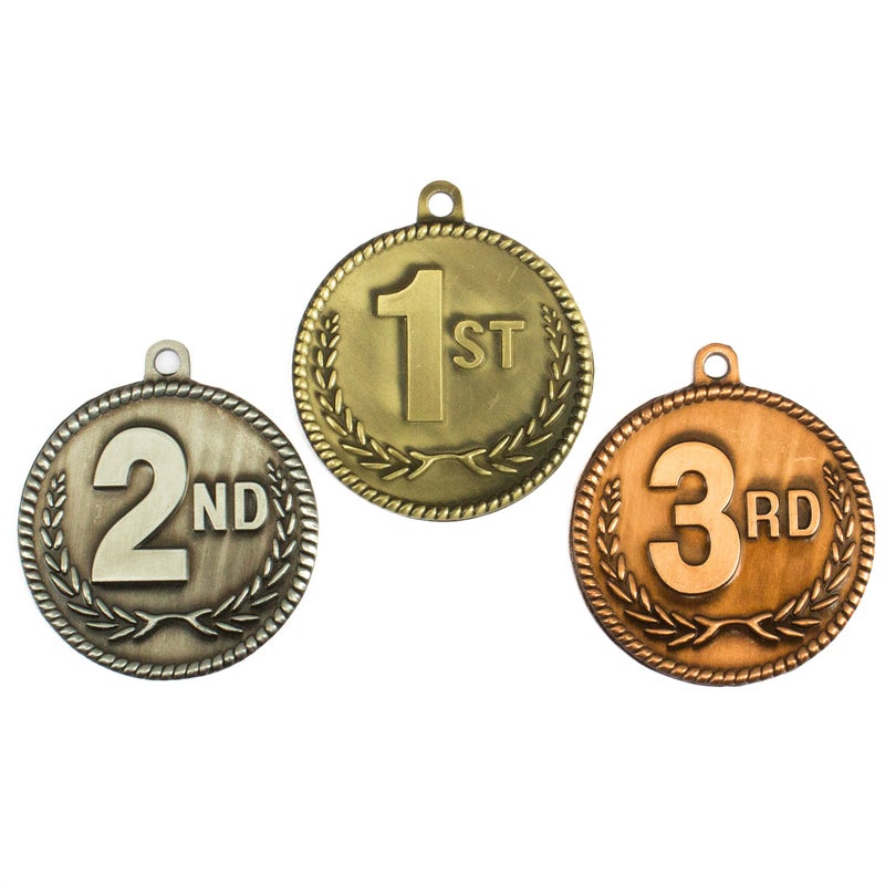 All Quality 1st 2nd 3rd Place High Relief Award Medals - 3 Piece Set (Gold, Silver, Bronze) Includes Custom Designed Neck Ribbon - Image 2